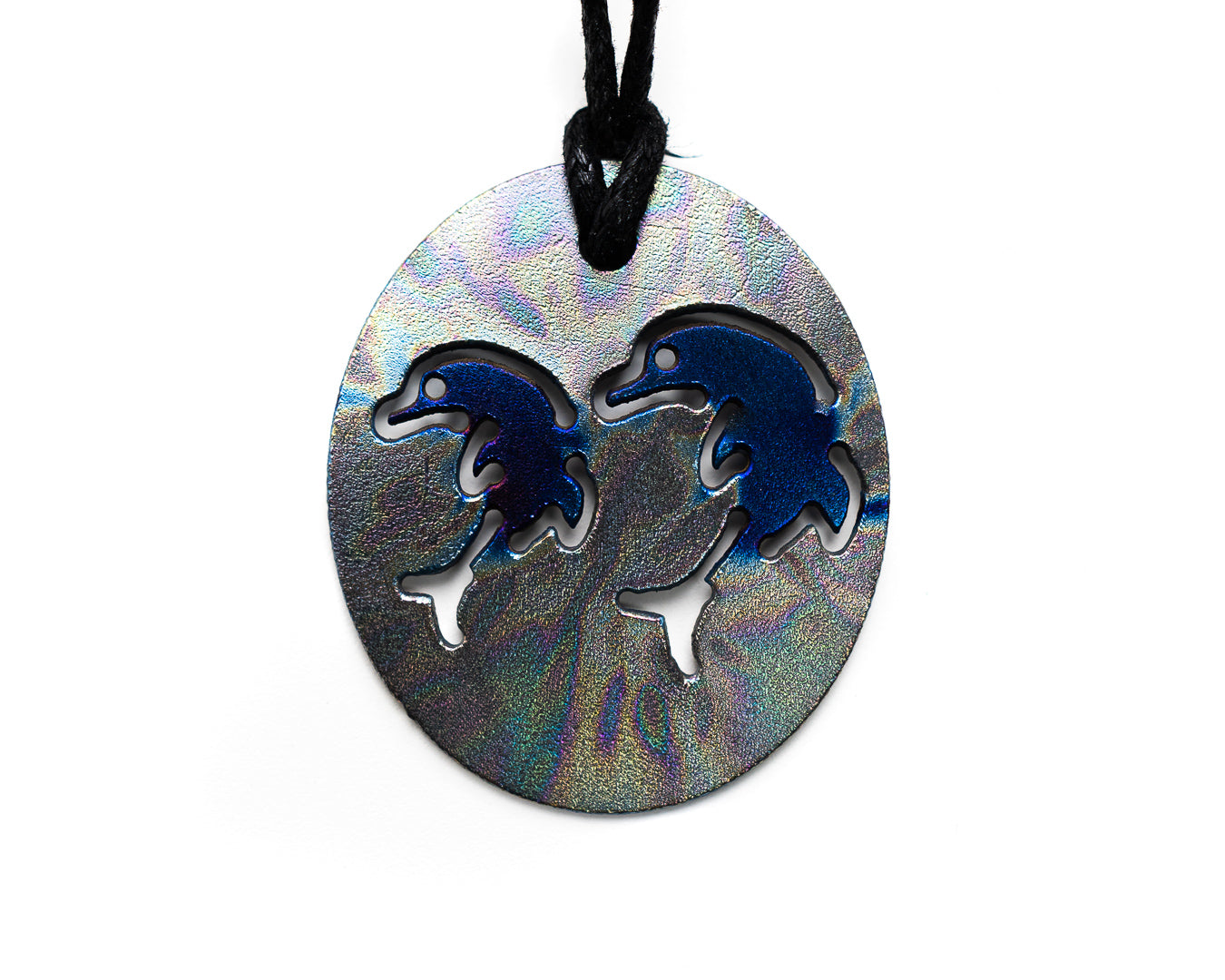 Personal Pendant - 28B - Double Dolphin Blue Dolphin on Pattern