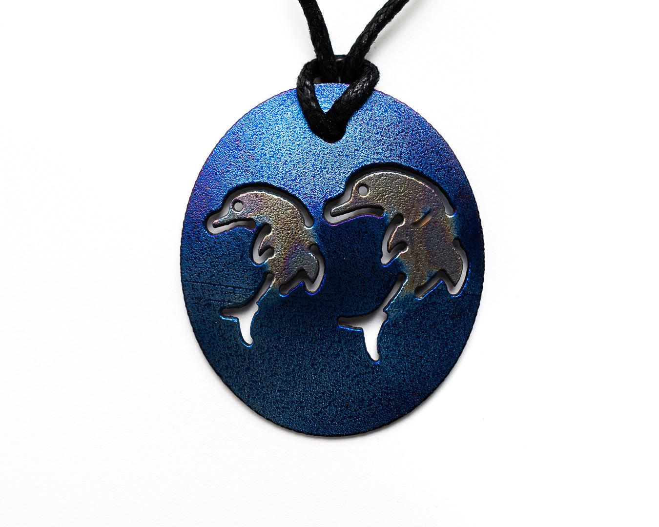 Personal Pendant - 29A - Double Dolphin Patterned Dolphin on Blue